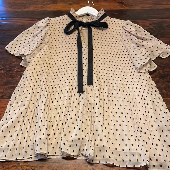 Max Studio Chiffon Polka Dot Short Sleeve Blouse size XL - Picture 4 of 12